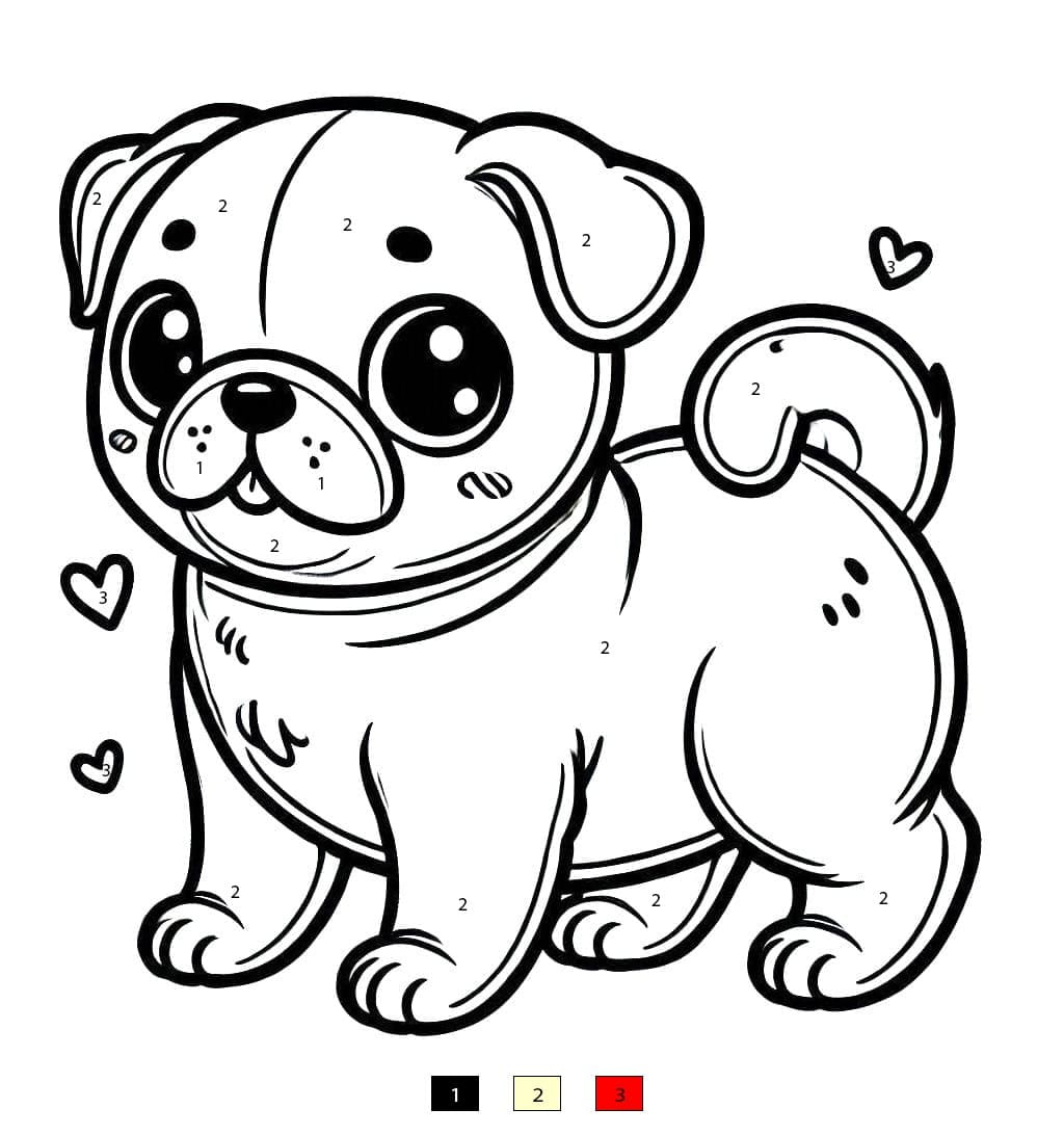 Happy Pug Color By Number