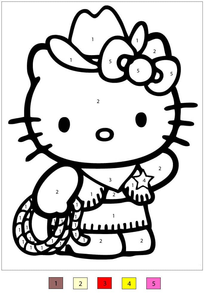 Hello Kitty Cowboy Color By Number