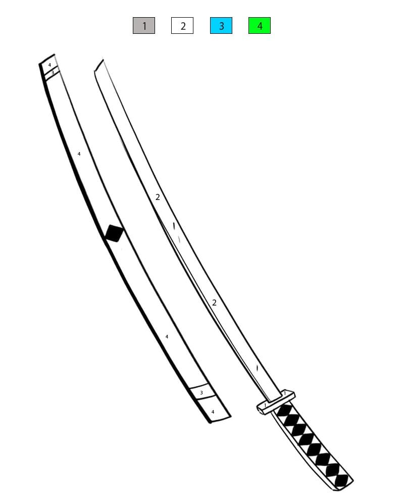 Katana Sword Color By Number