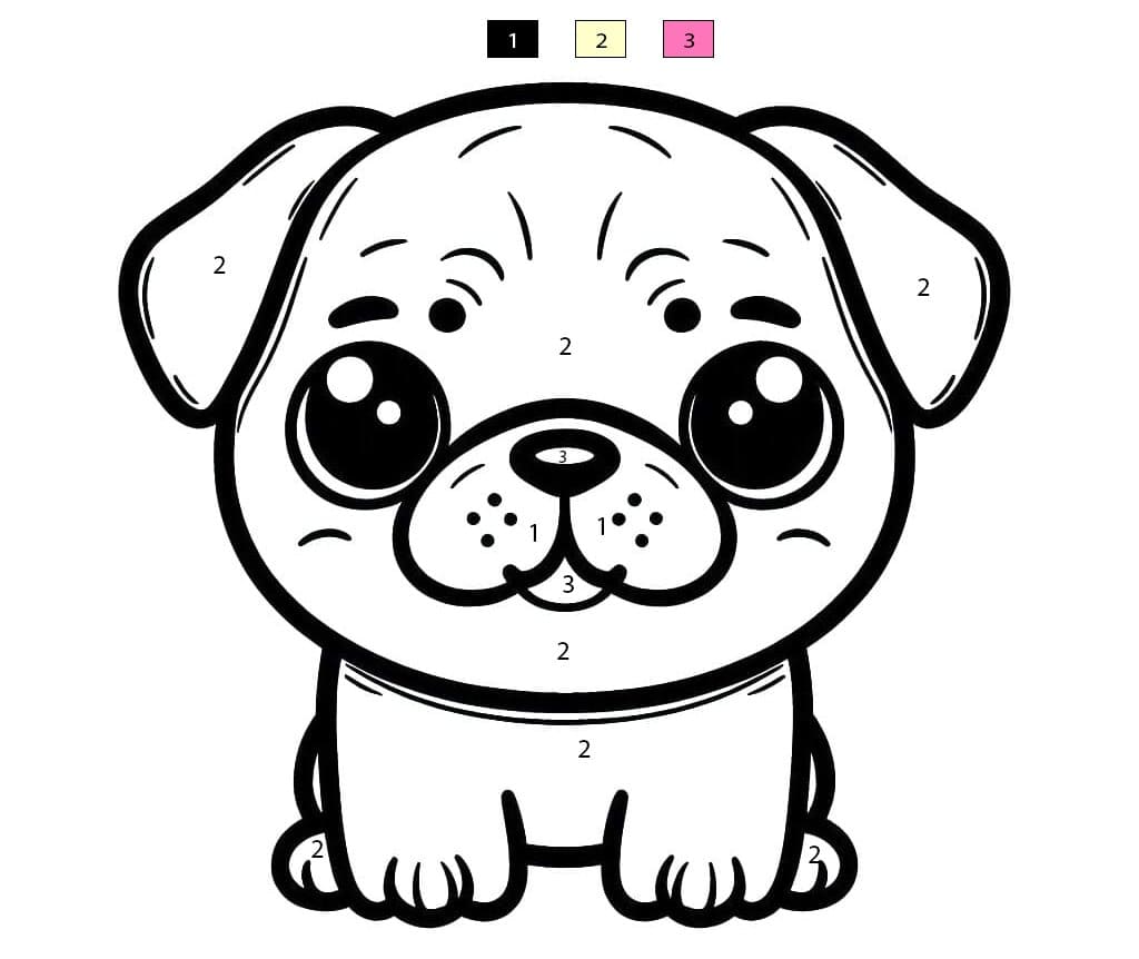 Little Pug Dog Color By Number