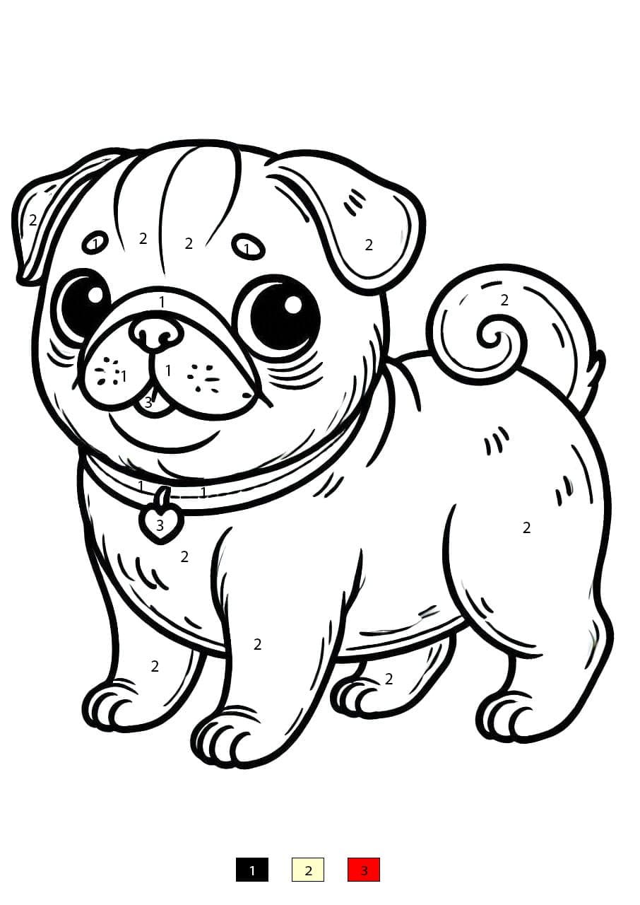 Lovely Pug Color By Number