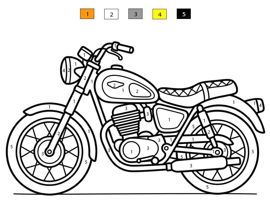 Motorcycle Printable Color By Number