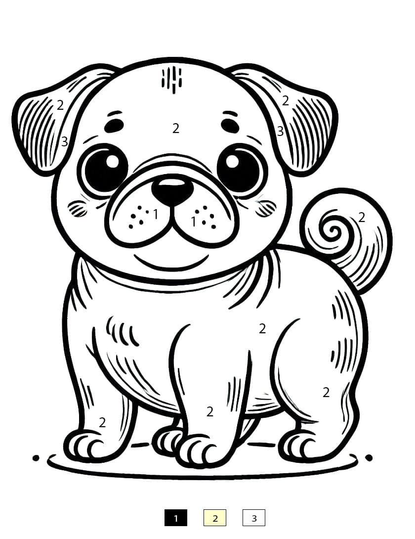 Pug Free Printable Color By Number