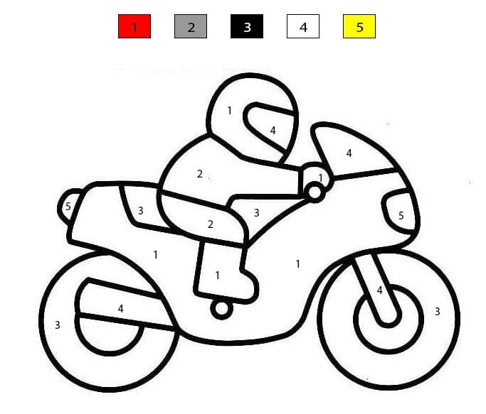 Simple Motorcycle Color By Number