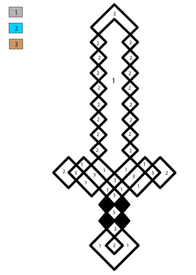 Simple Sword Minecraft Color By Number