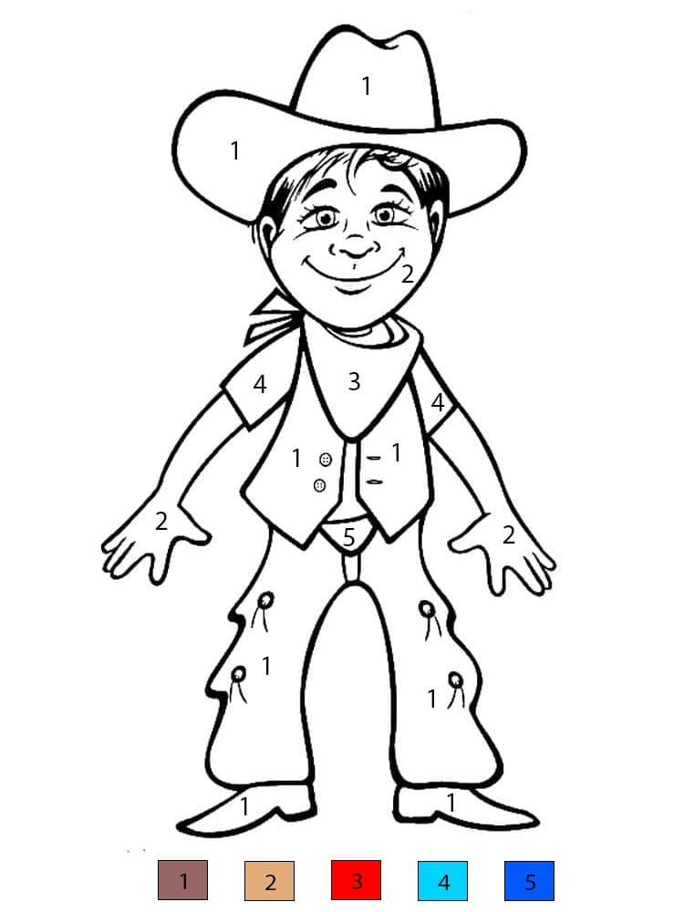Smiling Cowboy Color By Number