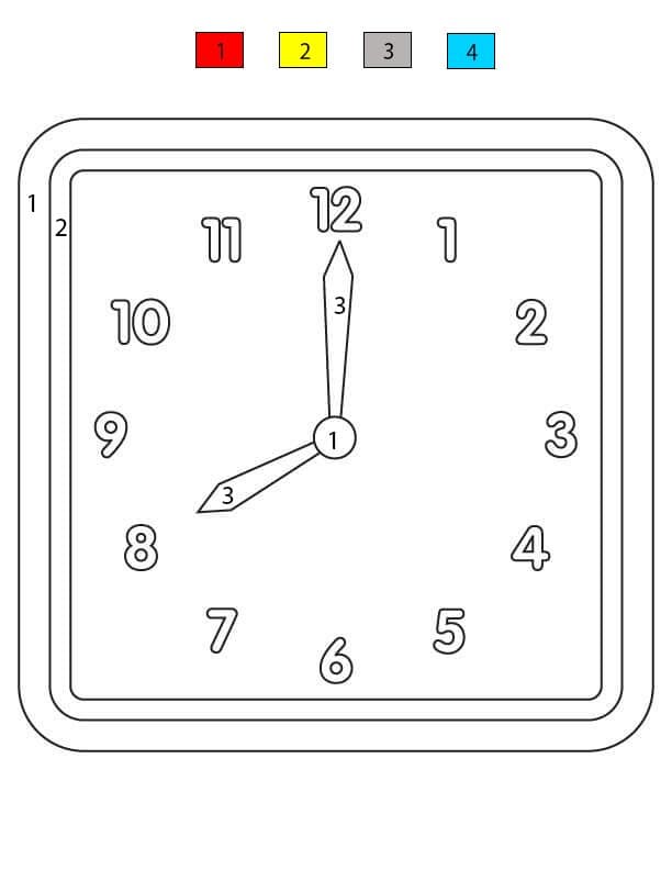 Square Clock Color By Number