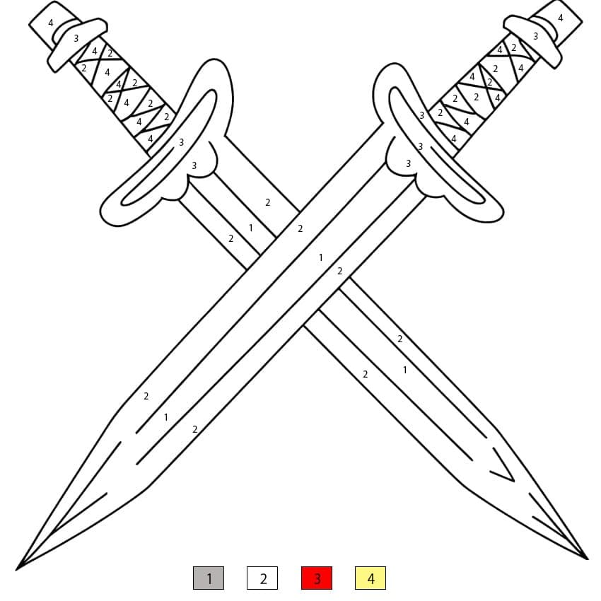 Swords Image Color By Number