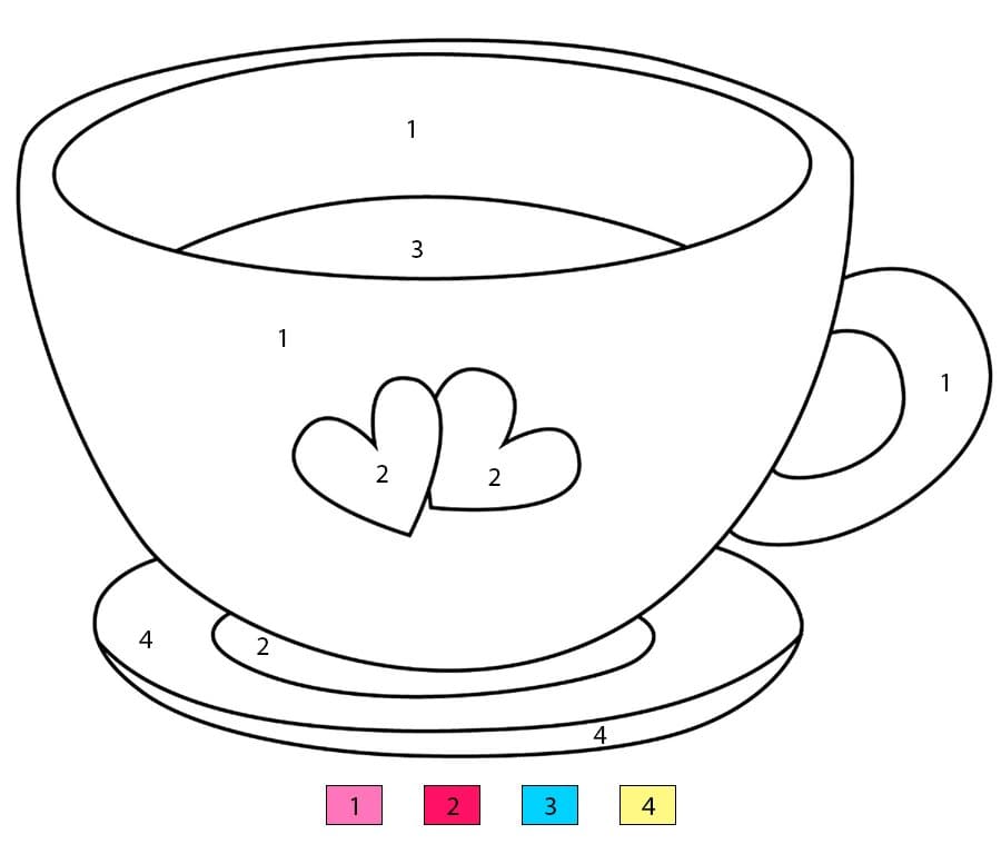 Valentine Cup Color By Number