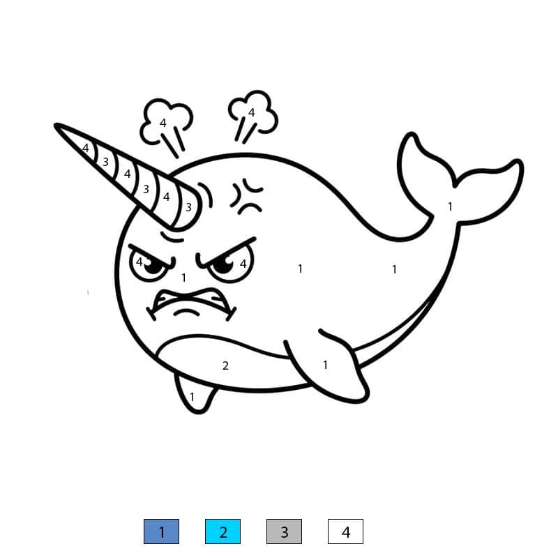 Angry Narwhal Color By Number