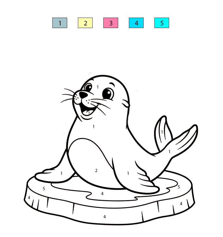 Baby Sea Lion Color By Number