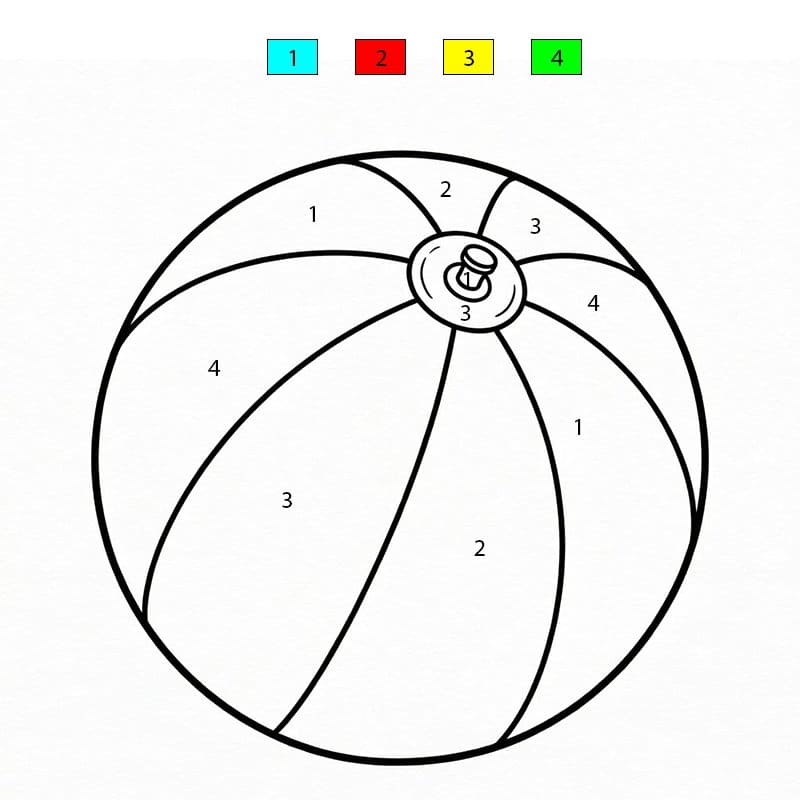 Beach Ball For Kids Color By Number