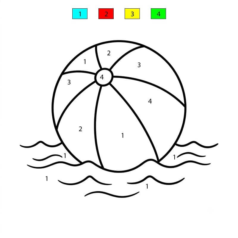 Beach Ball On Sea Color By Number