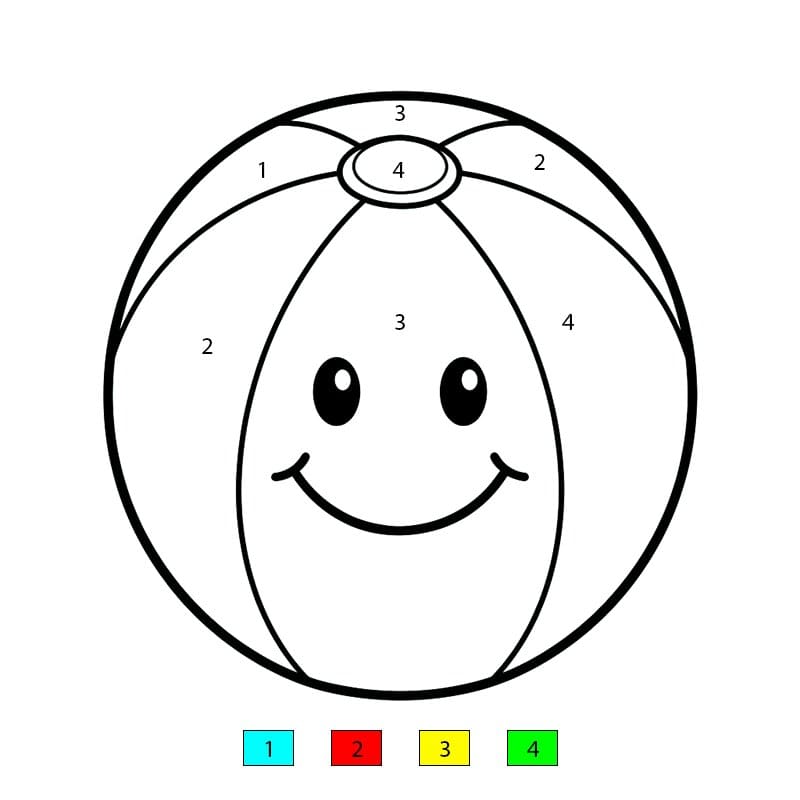 Beach Ball Smiling Color By Number