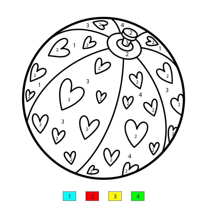 Beach Ball With Heart Color By Number