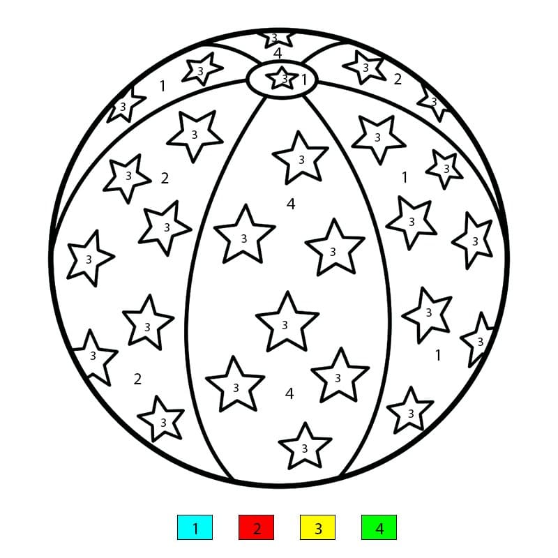 Beach Ball With Star Color By Number