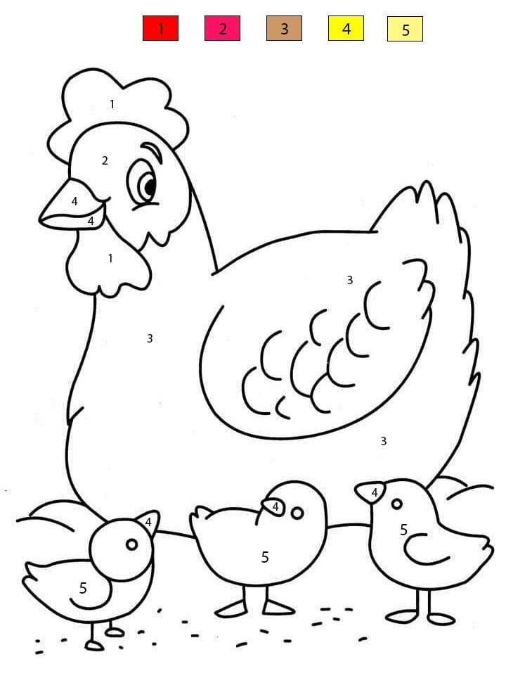Cartoon Hen Color By Number