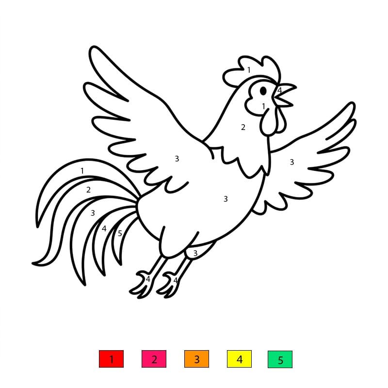 Chicken Flying Color By Number