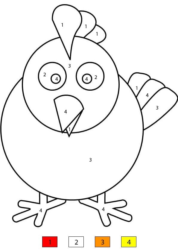 Chicken For Kids Color By Number