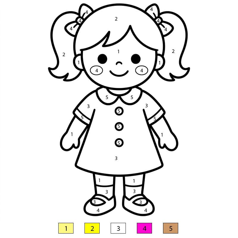 Cute Doll Color By Number
