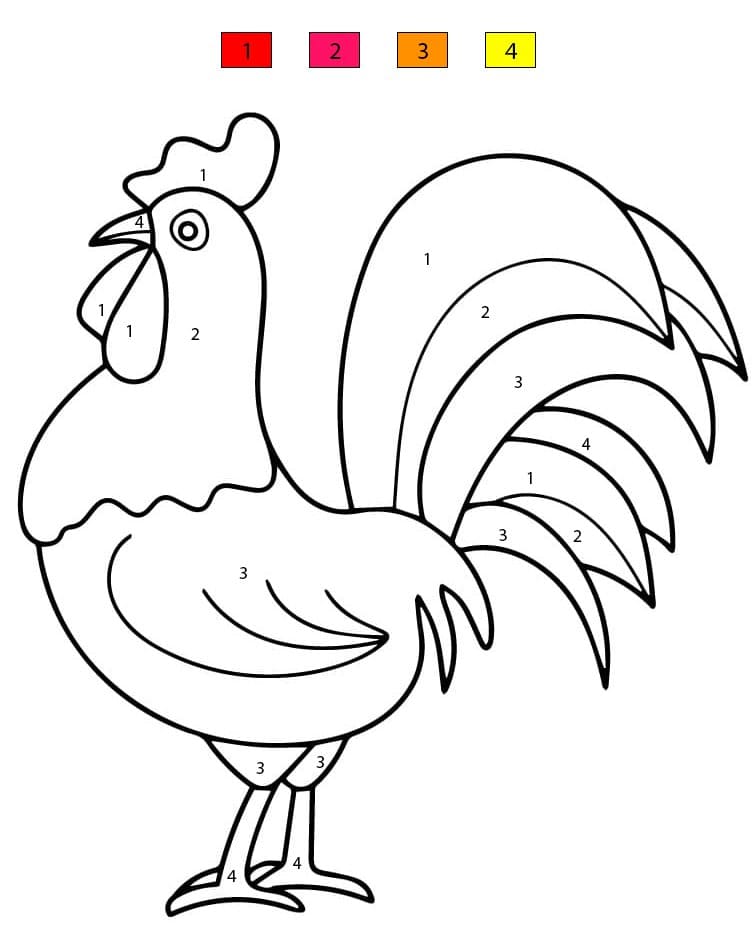 Easy Rooster Color By Number