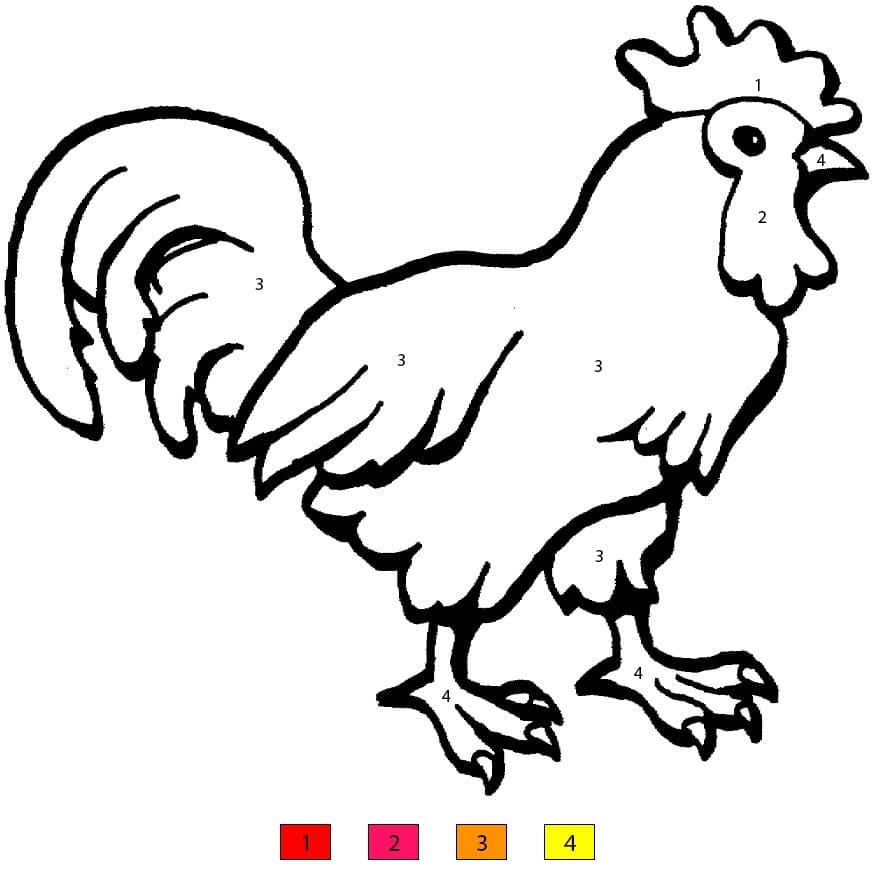 Free Rooster Color By Number