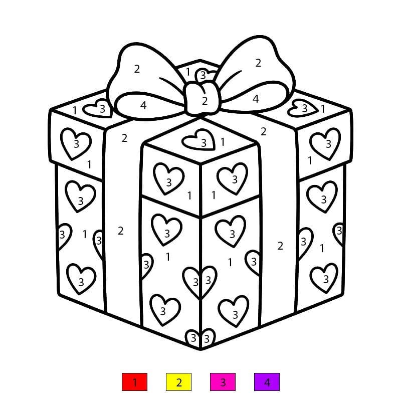 Gift Heart Color By Number