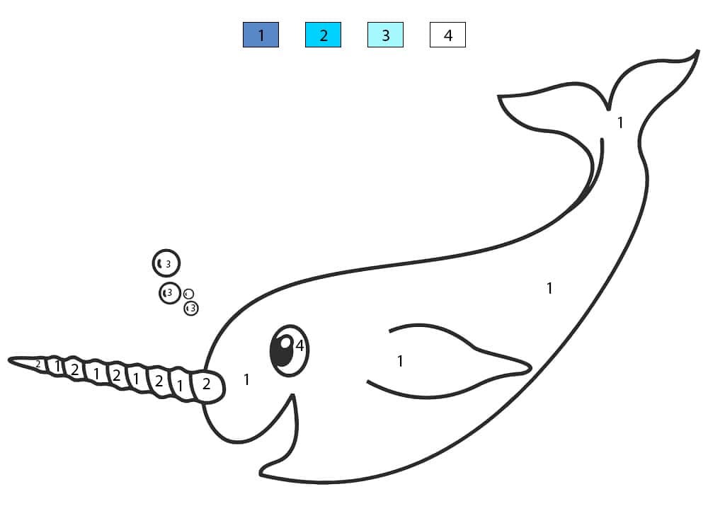 Happy Narwhal Color By Number