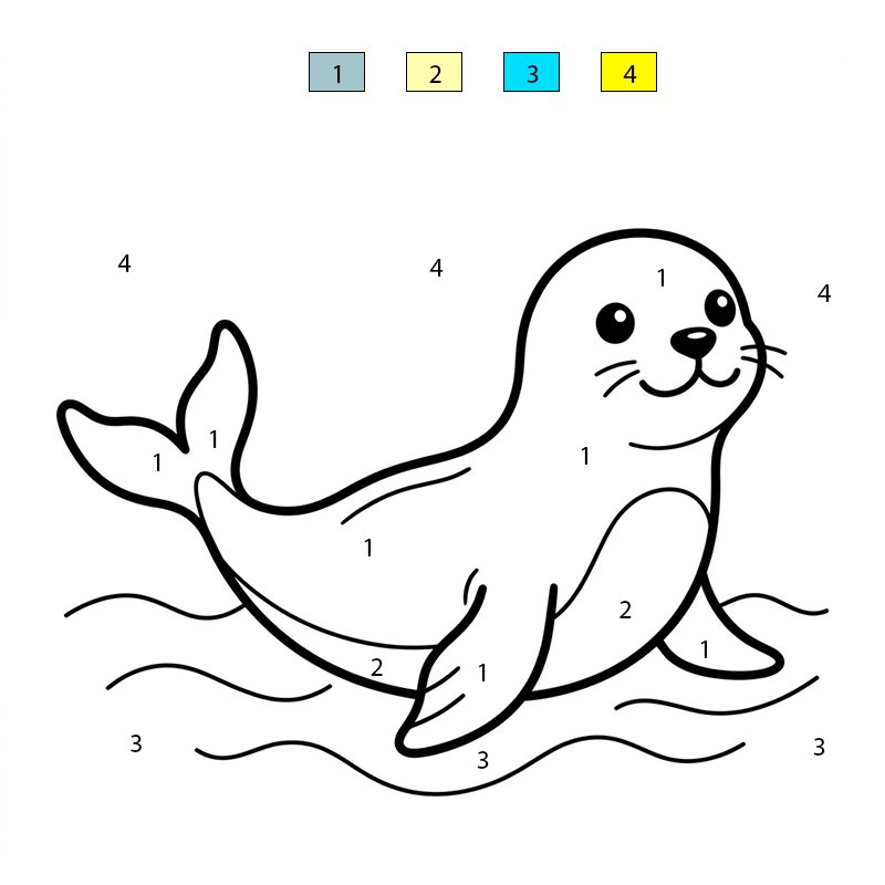 Happy Sea Lion Color By Number