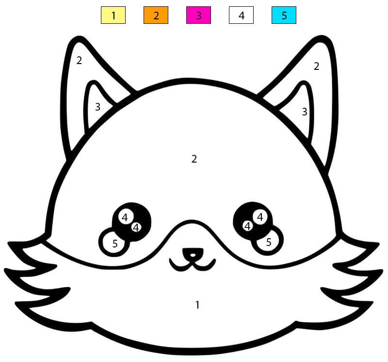 Kawaii Fox Face Color By Number
