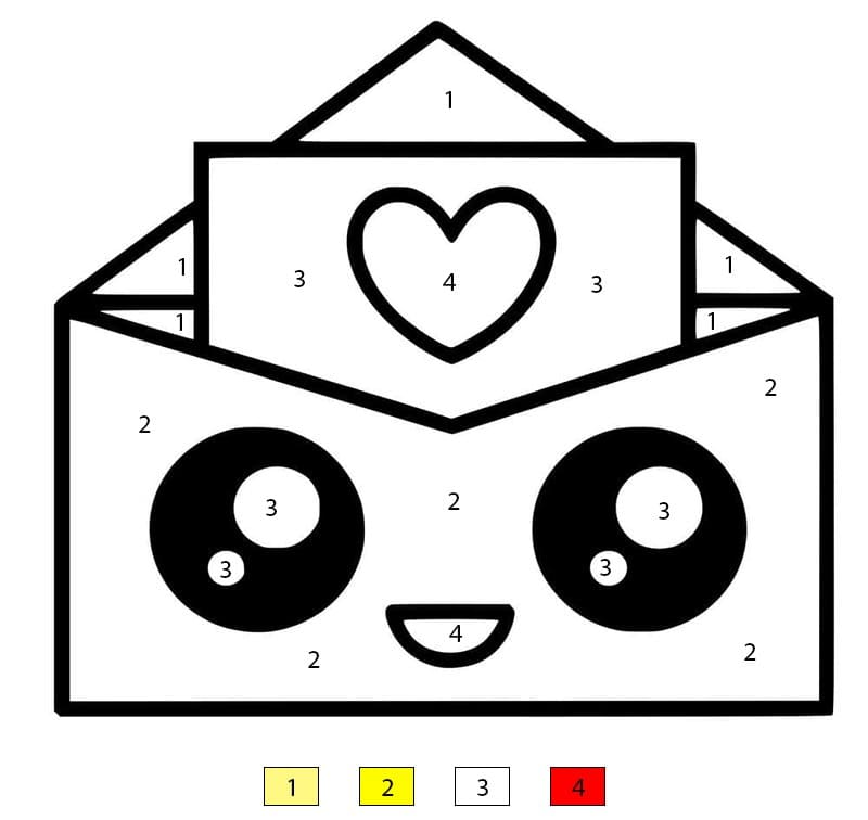 Kawaii Love Letter Color By Number