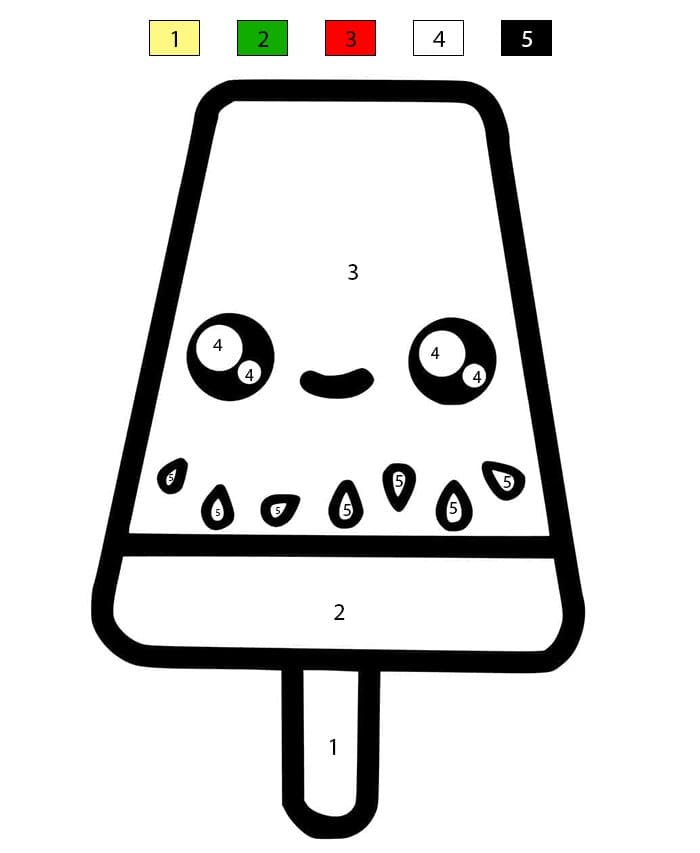 Kawaii Melon Popsicle Color By Number