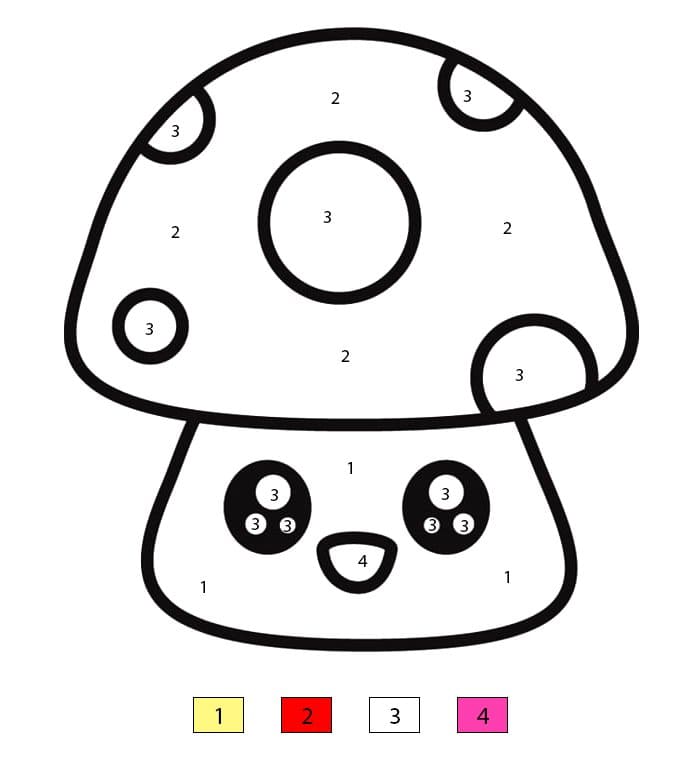 Kawaii Mushroom Color By Number
