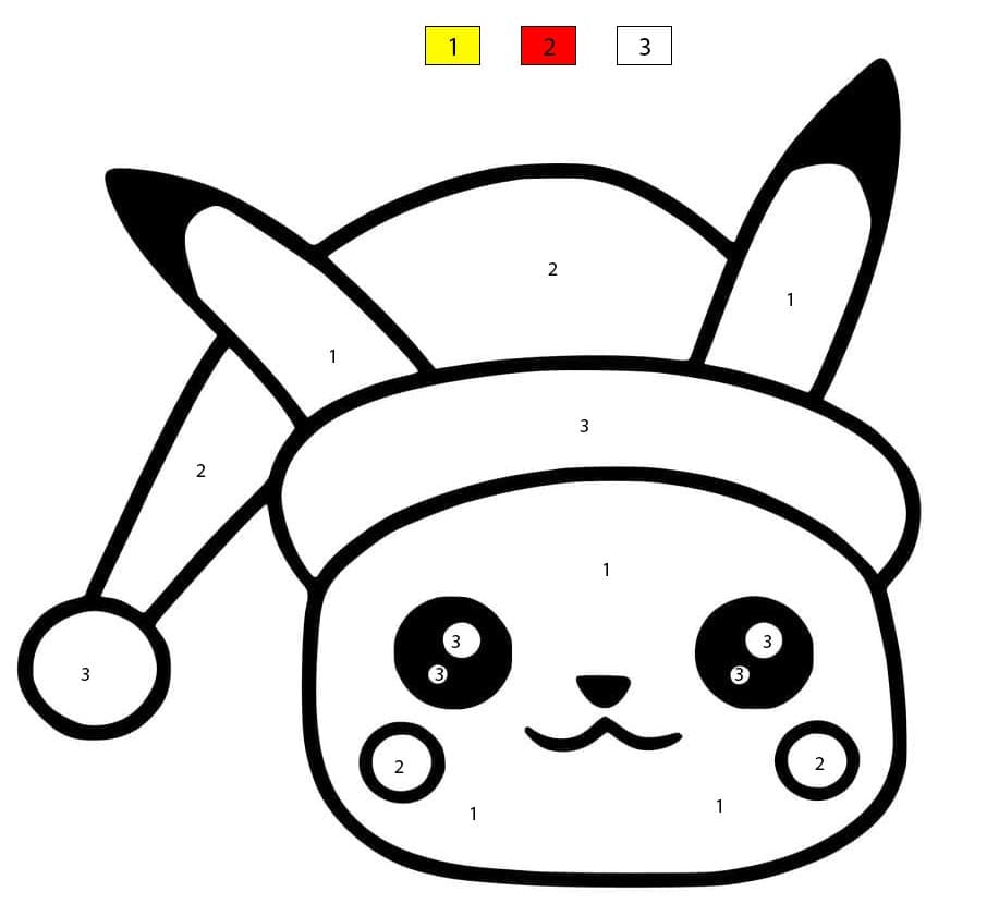 Kawaii Pikachu Face Color By Number