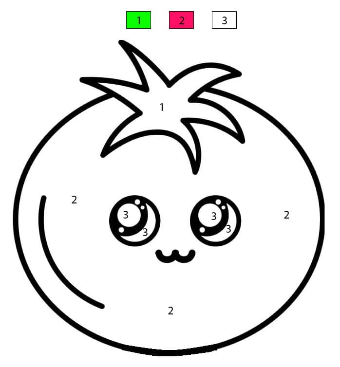 Kawaii Tomato Color By Number