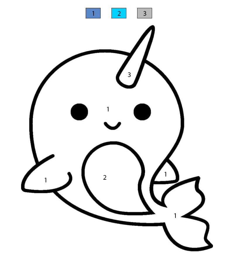 Narwhal Cute Color By Number