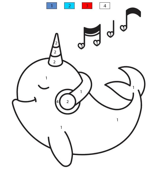 Narwhal Listen to Music Color By Number