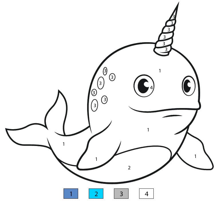 Narwhal Smiling Color By Number