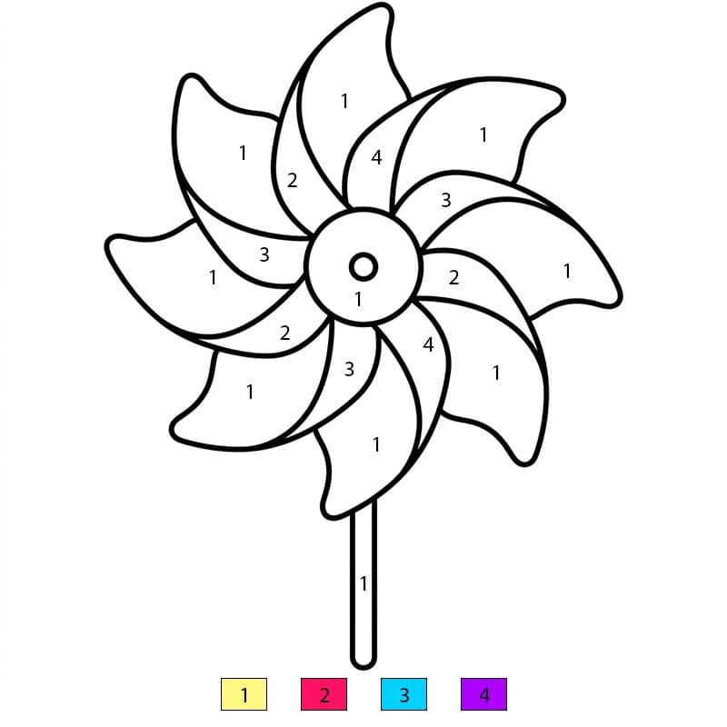 Pinwheel Doll Color By Number