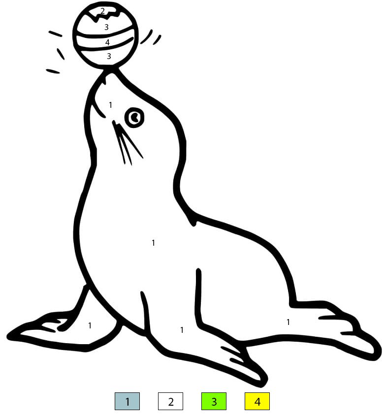 Sea Lion Free Printable Color By Number