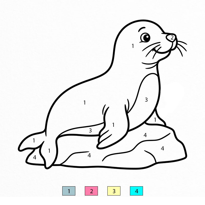 Sea Lion On Ice Color By Number