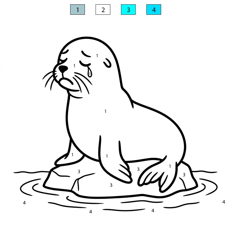 Sea Lion Sad Color By Number