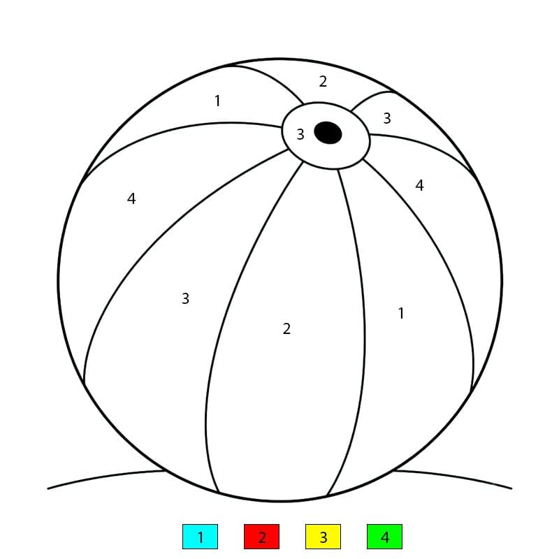 Simple Beach Ball Color By Number