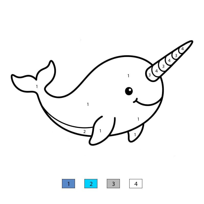 Simple Narwhal Color By Number