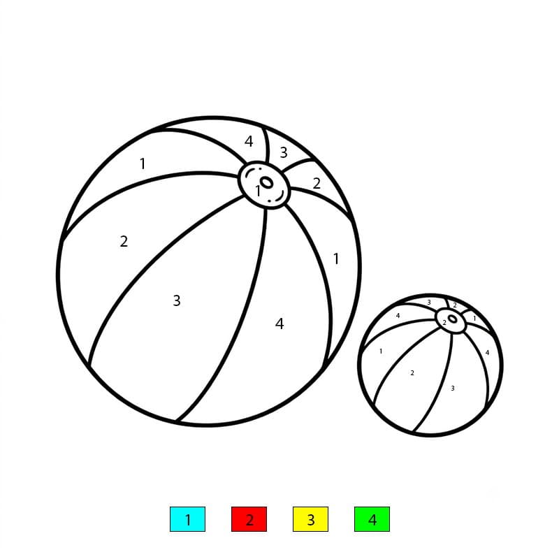 Two Beach Ball Color By Number