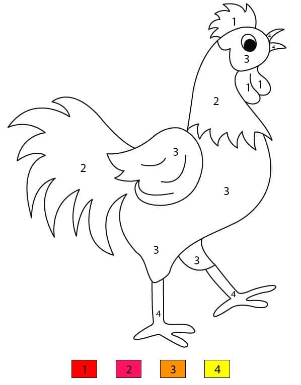 Walking Chicken Color By Number