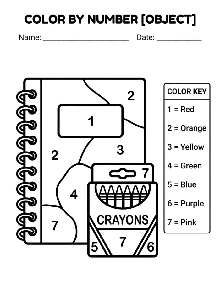 Easy School Color By Number