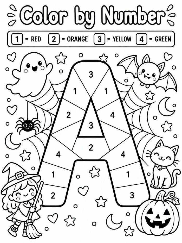 Halloween Alphabet Color By Number