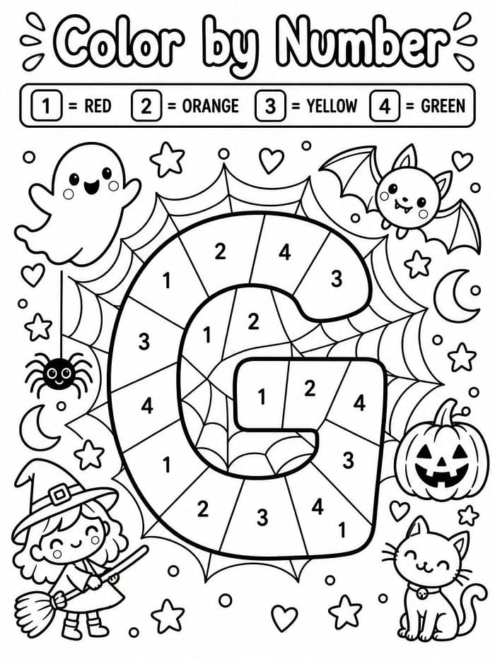 Halloween Alphabet Letter G Color By Number