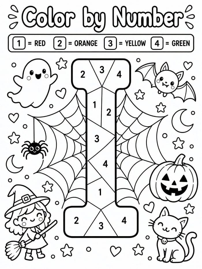 Halloween Alphabet Letter I Color By Number